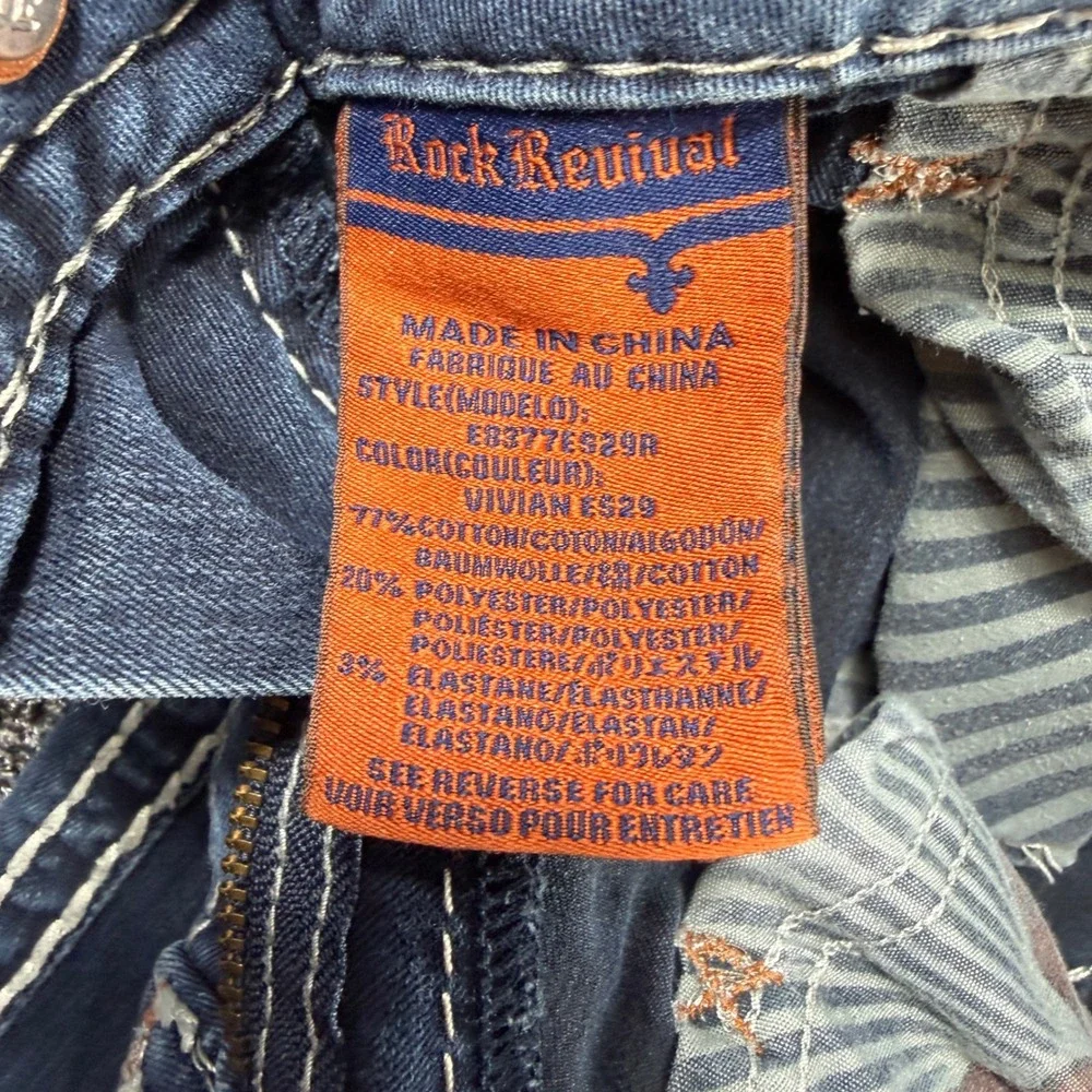 Rock‎ Revival Vivian Easy Skinny Jeans Women's 25 Blue Denim Embellished Pockets
